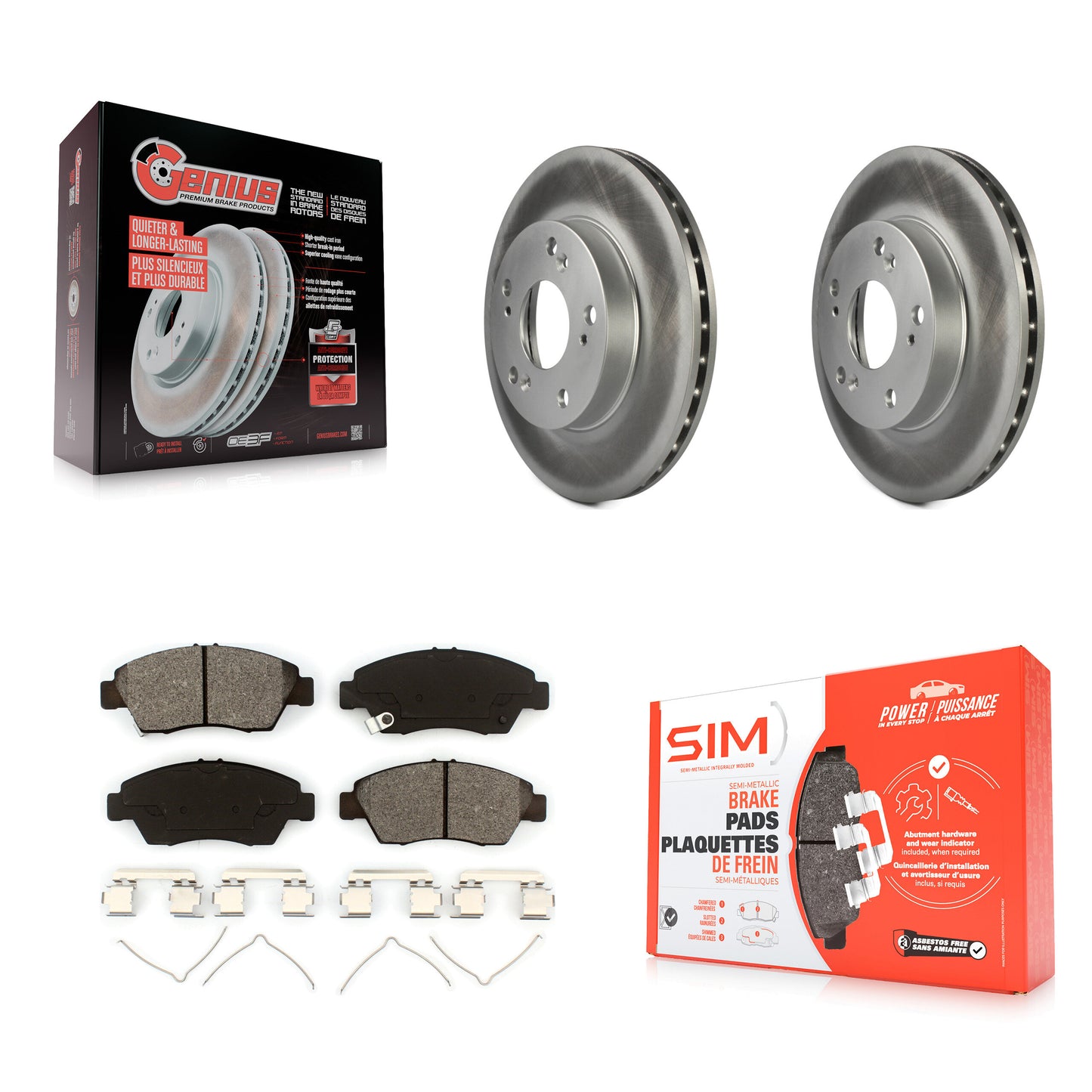 [Avant] Kit de disque (revêtu) et plaquette (semi-métallique) de frein pour Honda Civic Acura RSX CR-Z KGS-100256
