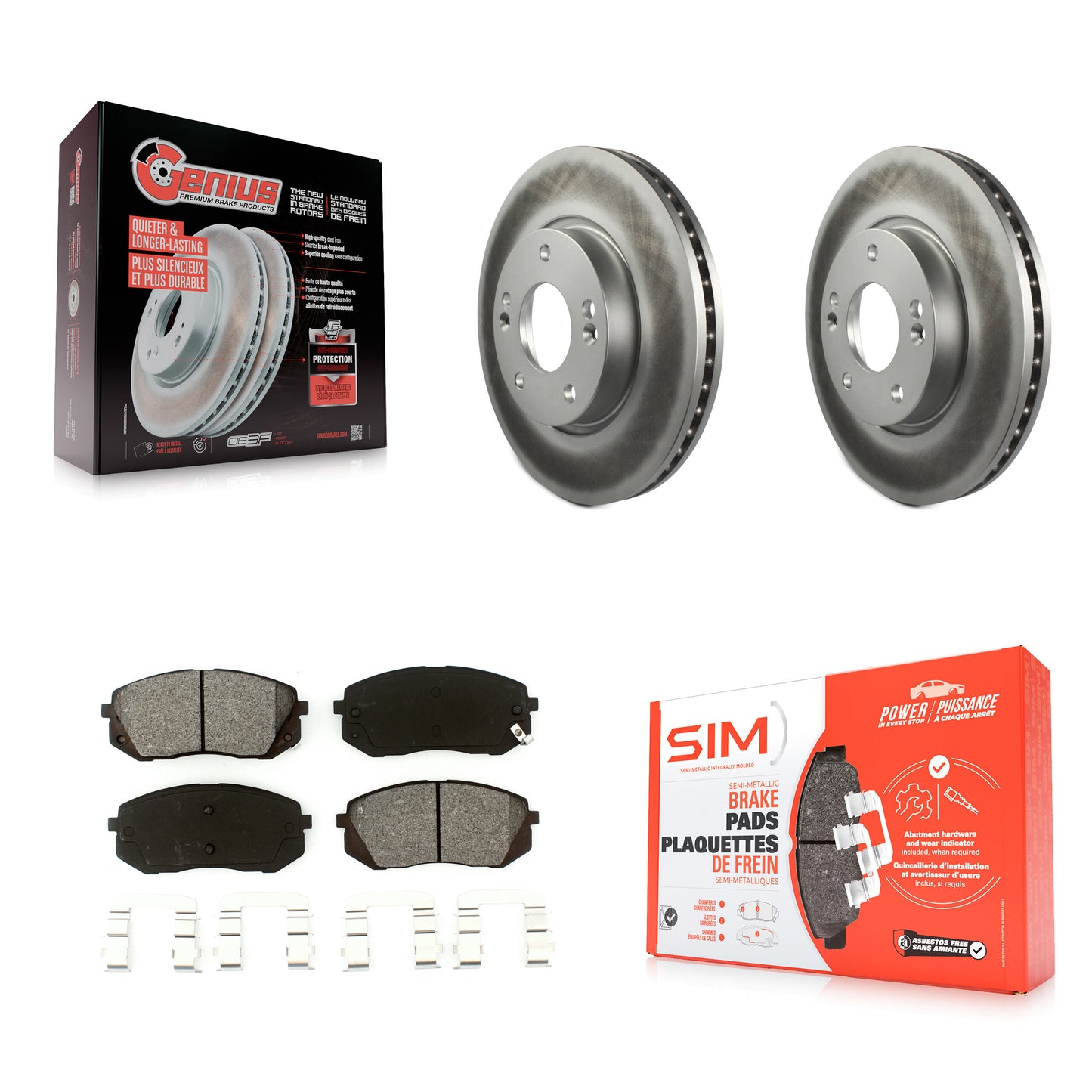 [Avant] Kit de disque (revêtu) et plaquette (semi-métallique) de frein pour 2010-2012 Kia Rondo KGS-100264