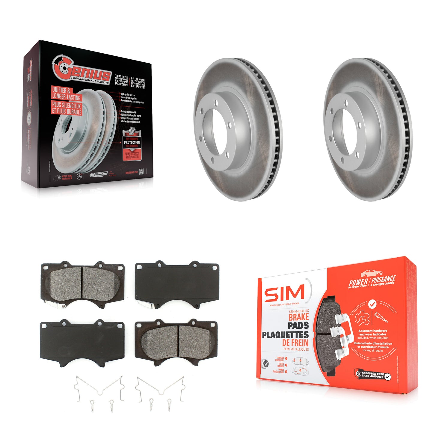 [Avant] Kit de disque (revêtu) et plaquette (semi-métallique) de frein pour Toyota 4Runner Lexus GX470 KGS-100286
