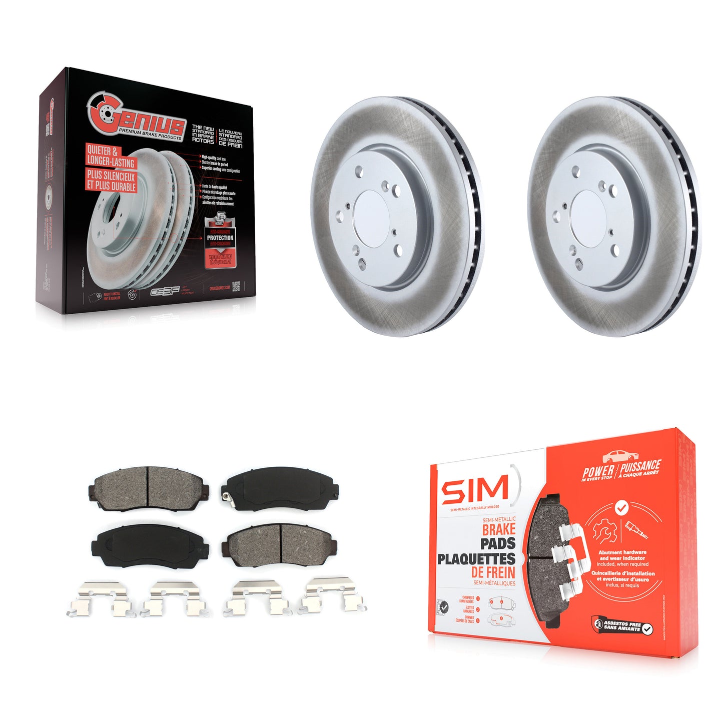 [Avant] Kit de disque (revêtu) et plaquette (semi-métallique) de frein pour 2005-2010 Honda Odyssey KGS-100301
