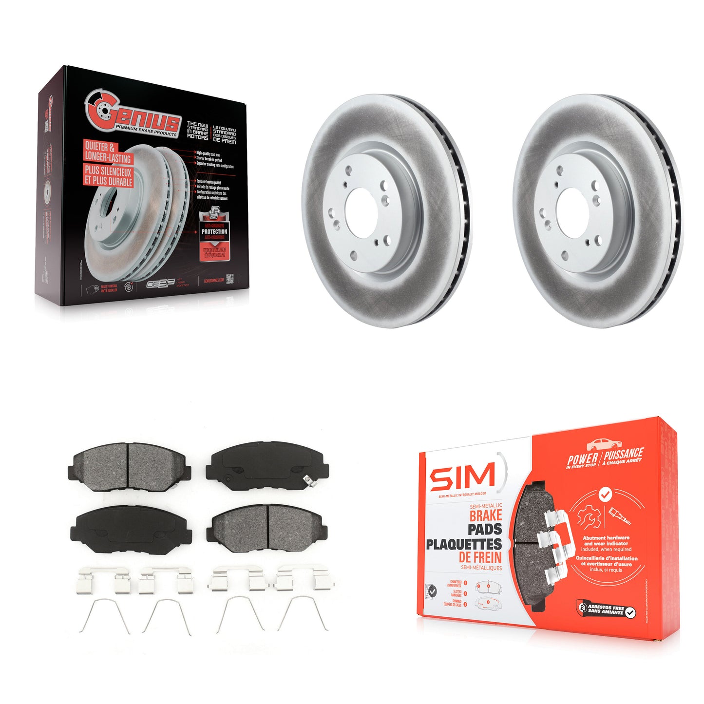 [Avant] Kit de disque (revêtu) et plaquette (semi-métallique) de frein pour Honda Civic CR-V Acura ILX KGS-100308