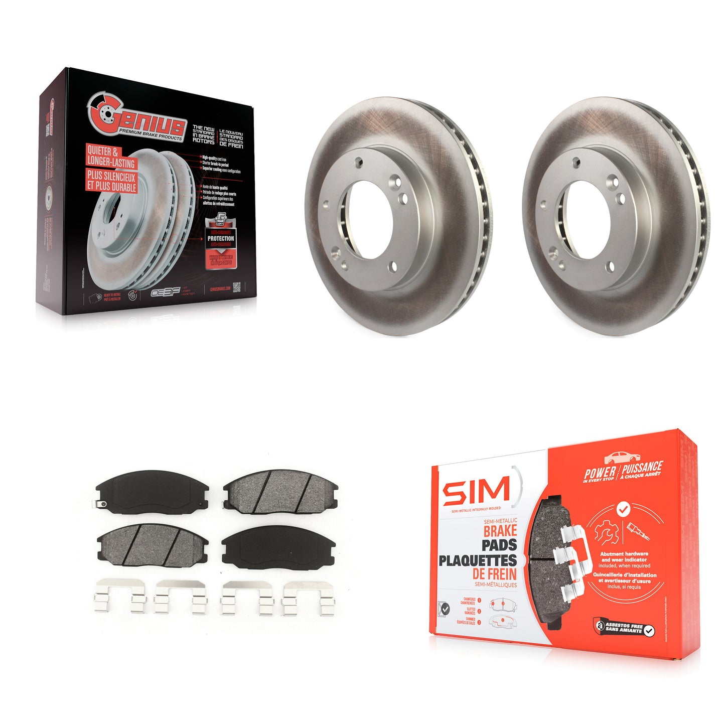 [Avant] Kit de disque (revêtu) et plaquette (semi-métallique) de frein pour 2003-2006 Kia Sorento KGS-100312