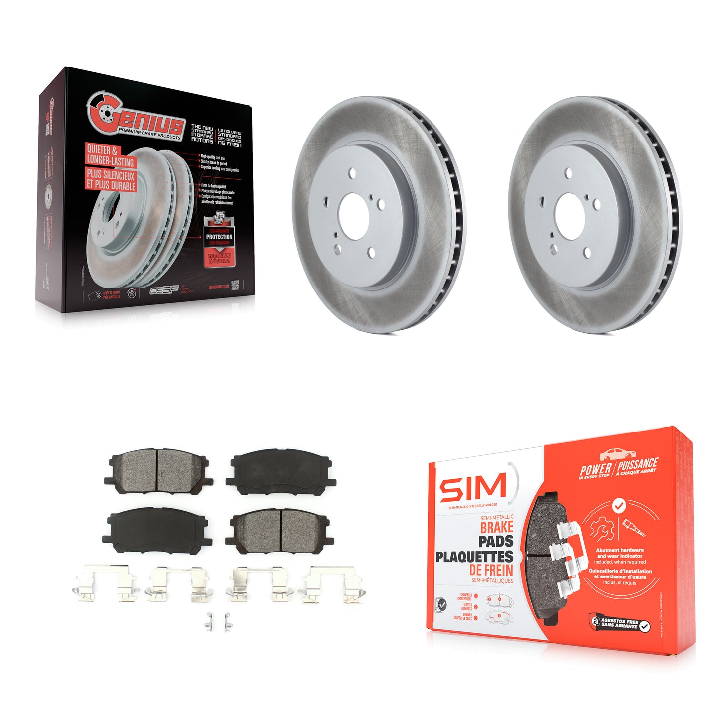 [Avant] Kit de disque (revêtu) et plaquette (semi-métallique) de frein pour Lexus Toyota Highlander RX350 RX330 RX400h KGS-100316