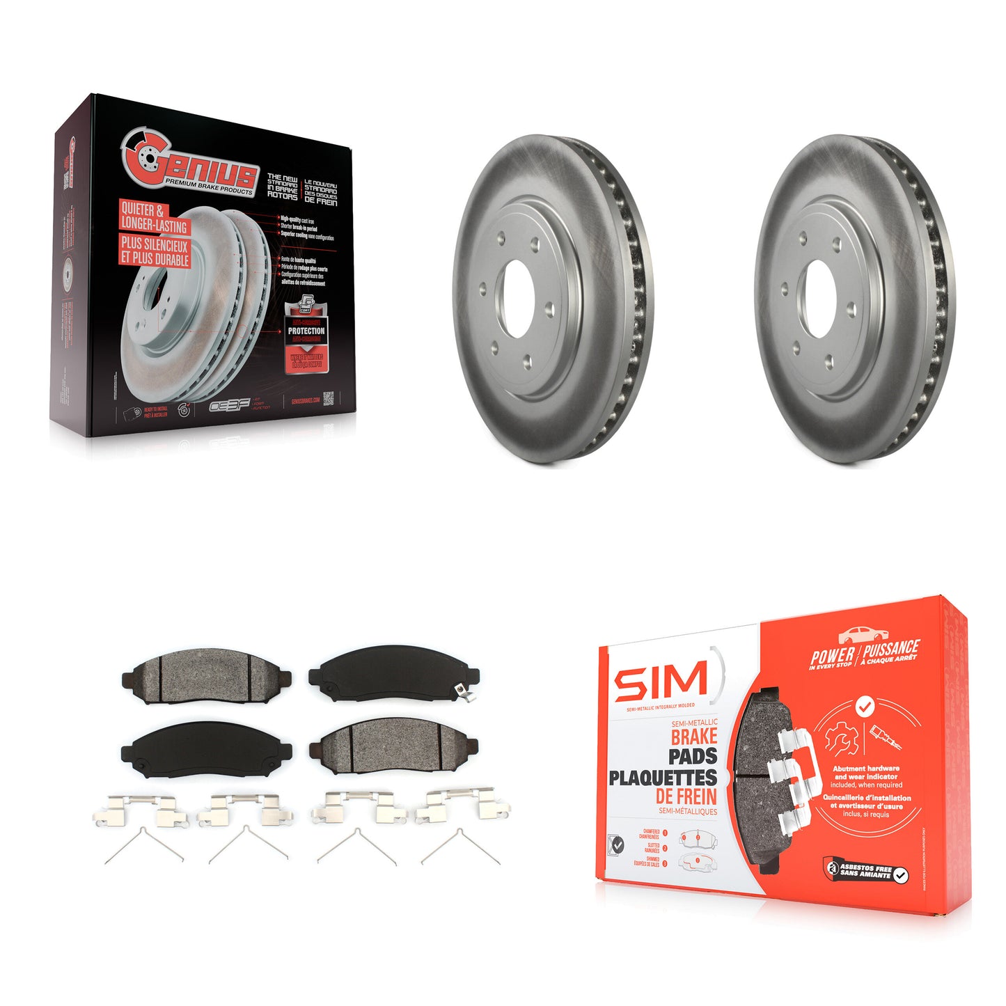 [Avant] Kit de disque (revêtu) et plaquette (semi-métallique) de frein pour Nissan Frontier Suzuki Equator 2.5L KGS-100323