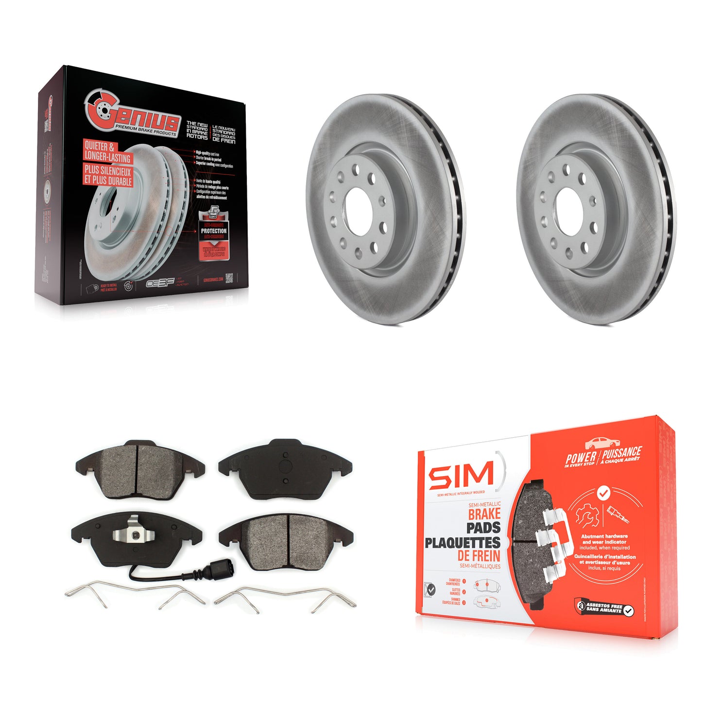 [Avant] Kit de disque (revêtu) et plaquette (semi-métallique) de frein pour Volkswagen Jetta Beetle CC Passat GTI Eos Audi A3 TT Quattro Golf KGS-100328