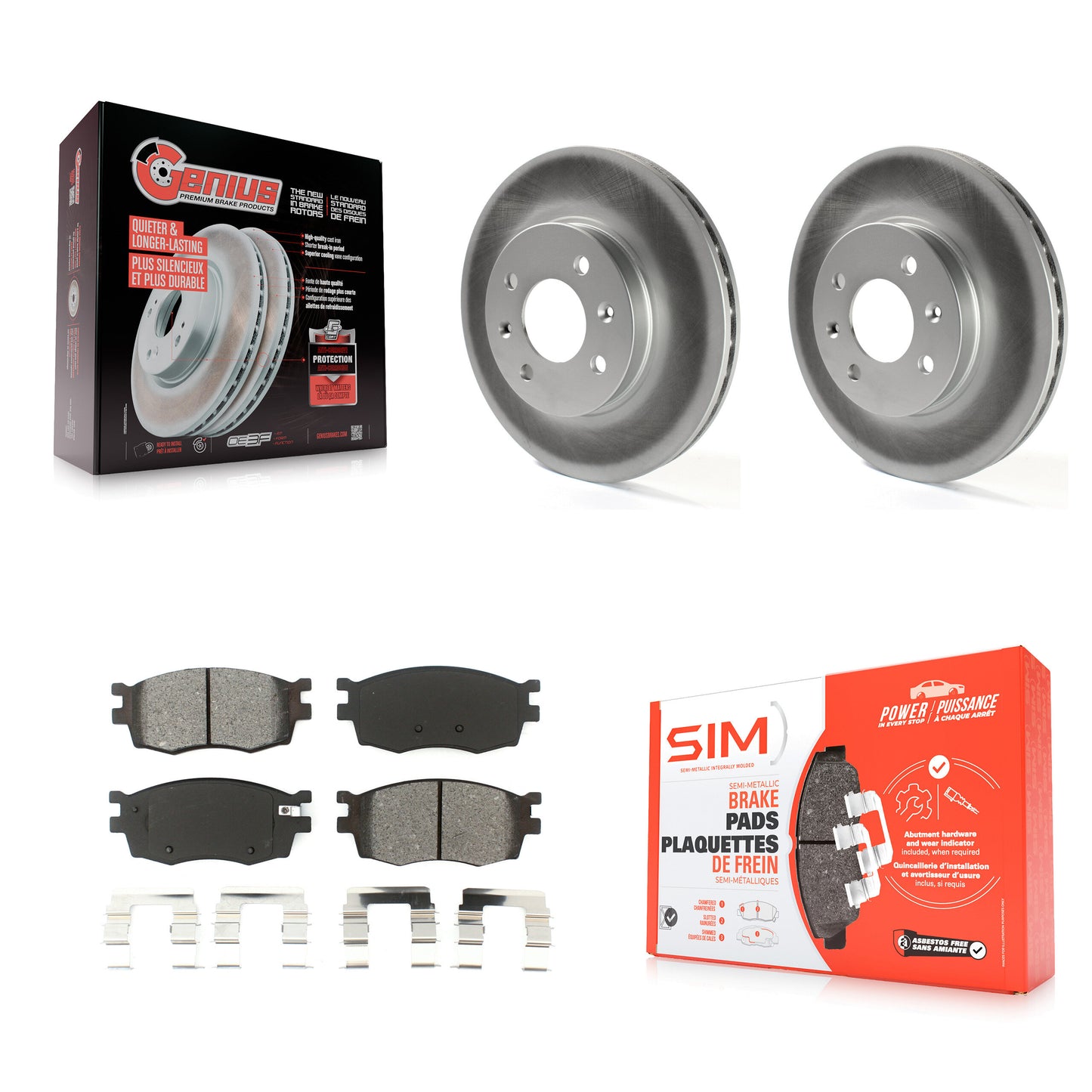 [Avant] Kit de disque (revêtu) et plaquette (semi-métallique) de frein pour Hyundai Accent Kia Rio Rio5 KGS-100340