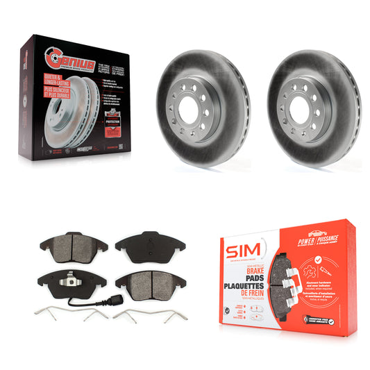 [Avant] Kit de disque (revêtu) et plaquette (semi-métallique) de frein pour Volkswagen Jetta Beetle Golf Rabbit Eos Audi A3 GTI Quattro KGS-100342