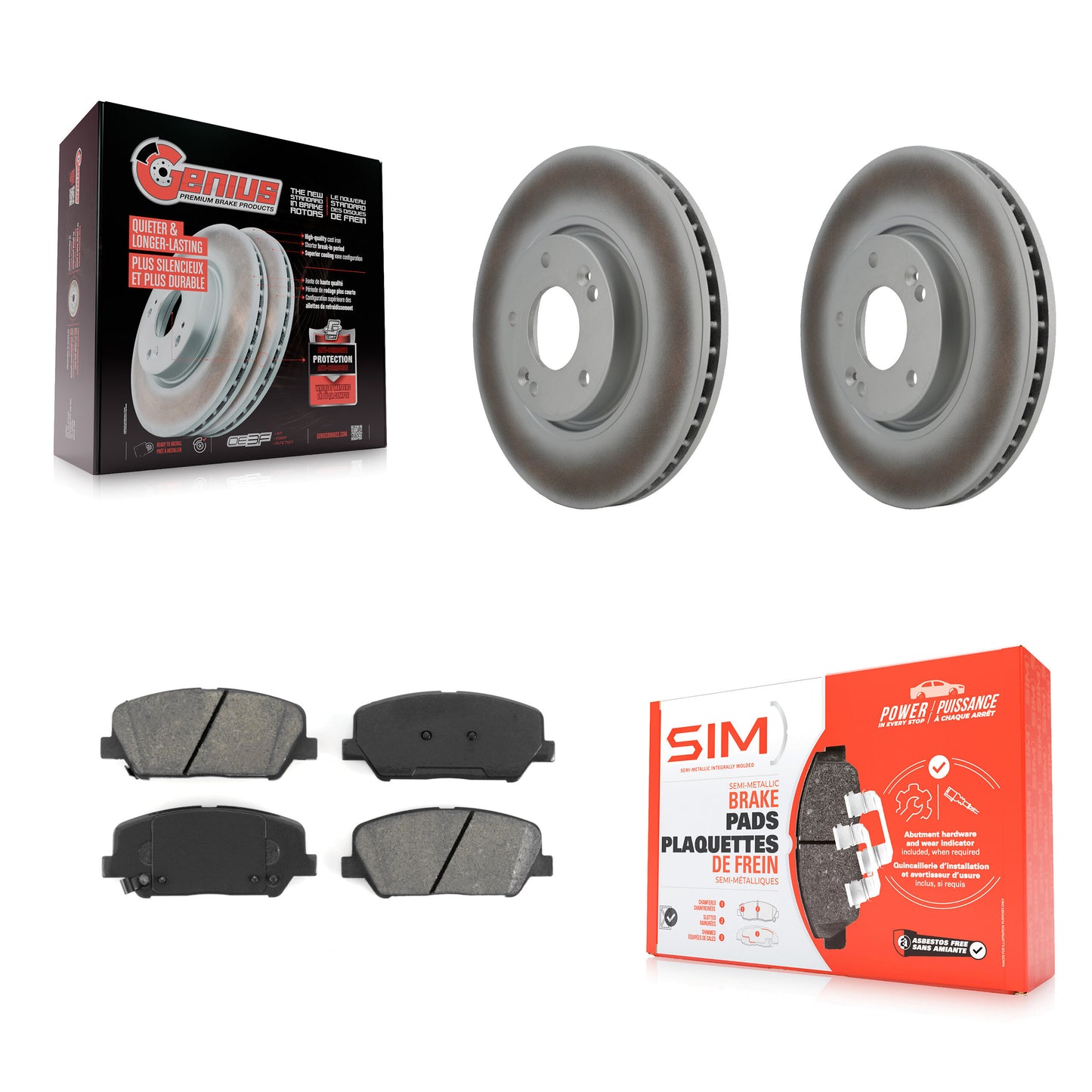 [Avant] Kit de disque (revêtu) et plaquette (semi-métallique) de frein pour Hyundai Veloster Kia Forte Koup KGS-100346