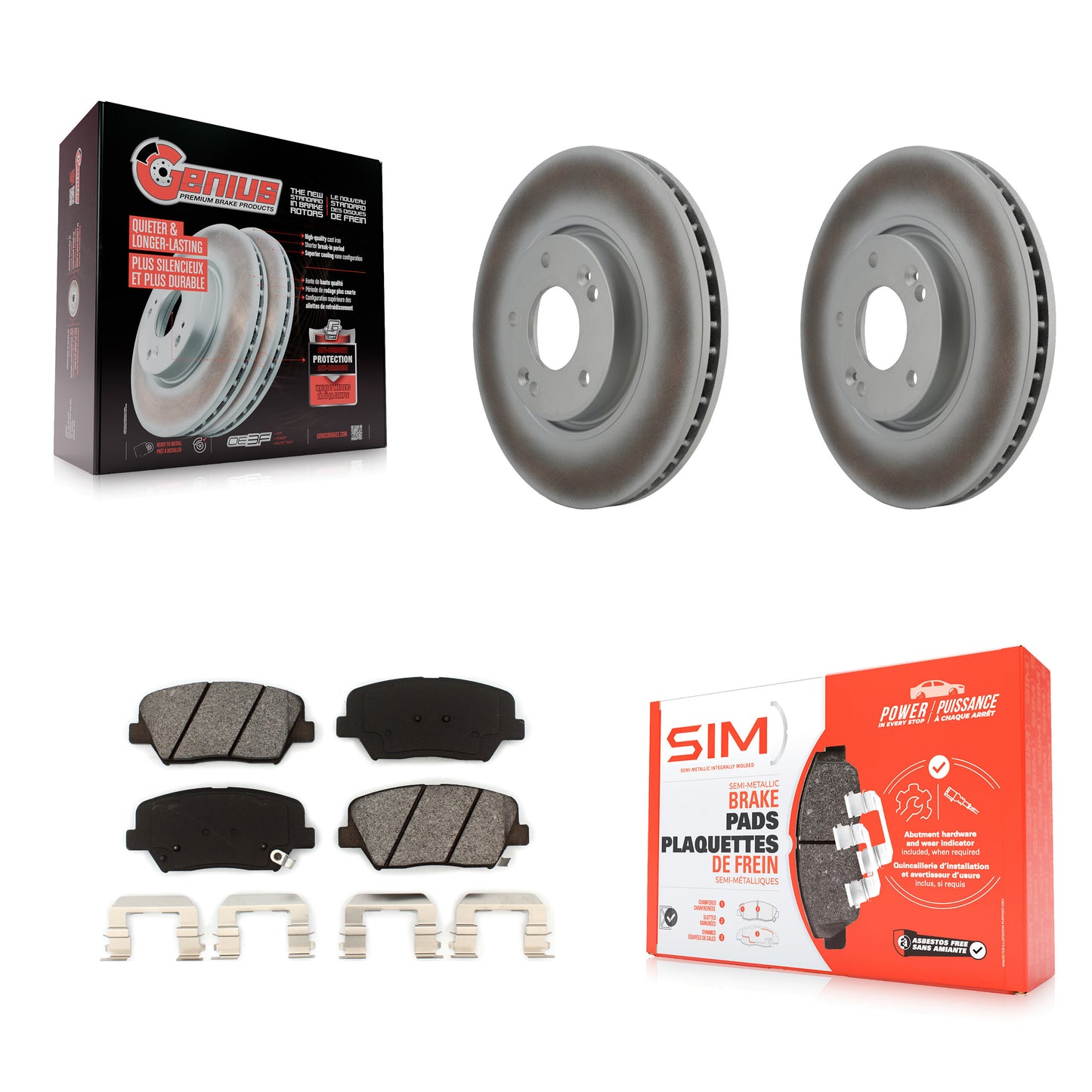 [Avant] Kit de disque (revêtu) et plaquette (semi-métallique) de frein pour 2014-2017 Kia Rondo KGS-100347