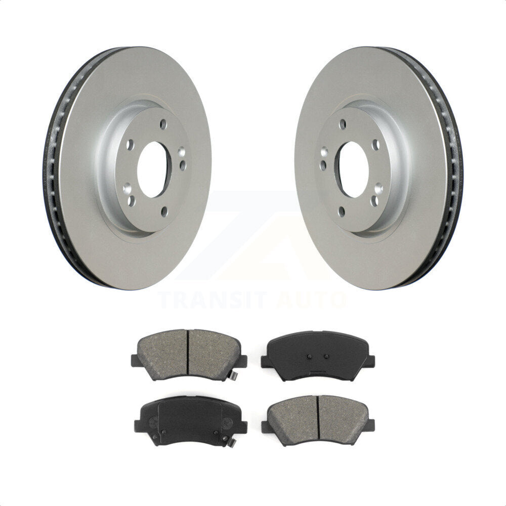 [Avant] Kit de disque (revêtu) et plaquette (semi-métallique) de frein pour 2015 Hyundai Veloster Tech RE FLEX SE KGS-100350 par Transit Auto