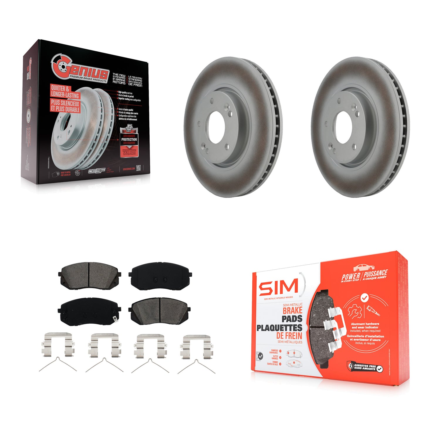 [Avant] Kit de disque (revêtu) et plaquette (semi-métallique) de frein pour 2016 Hyundai Sonata FULL HYBRID EV-GAS (FHEV) engine KGS-100351