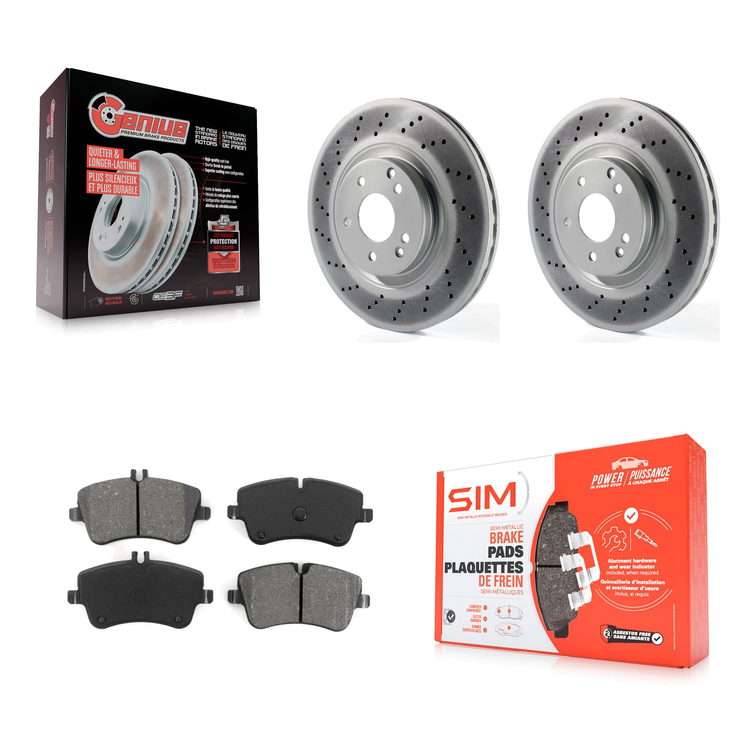 [Avant] Kit de disque (revêtu) et plaquette (semi-métallique) de frein pour Mercedes-Benz SLK280 C320 avec Sport Package KGS-100370