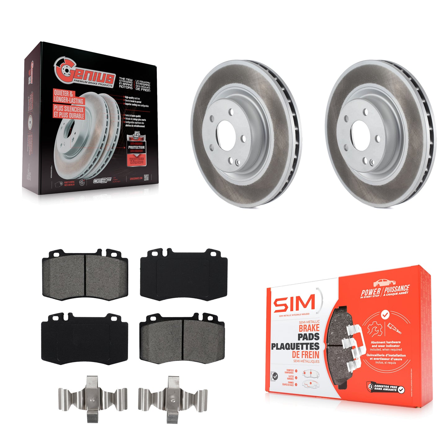 [Avant] Kit de disque (revêtu) et plaquette (semi-métallique) de frein pour Mercedes-Benz CLS550 CLS500 E550 KGS-100374