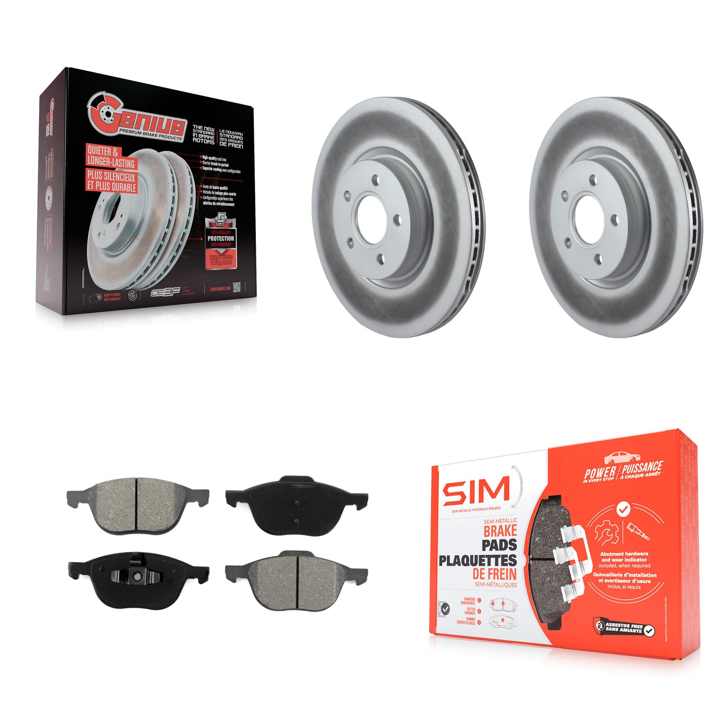 [Avant] Kit de disque (revêtu) et plaquette (semi-métallique) de frein pour 2014 Ford Connect 104.8" wheel base KGS-100375