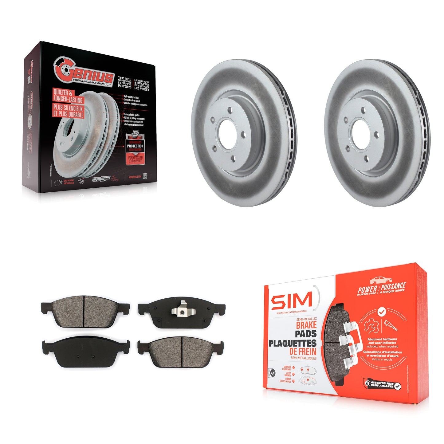 [Avant] Kit de disque (revêtu) et plaquette (semi-métallique) de frein pour Ford Escape Connect Lincoln MKC KGS-100376