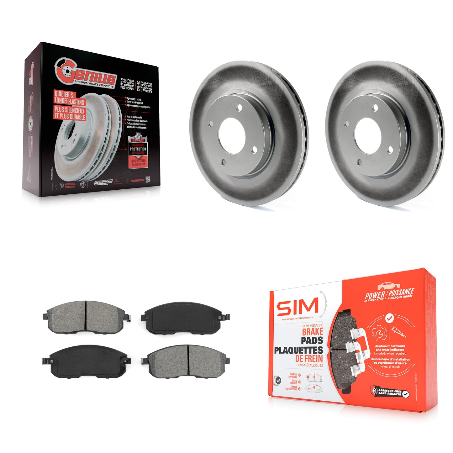 [Avant] Kit de disque (revêtu) et plaquette (semi-métallique) de frein pour Nissan Sentra Versa Cube KGS-100379