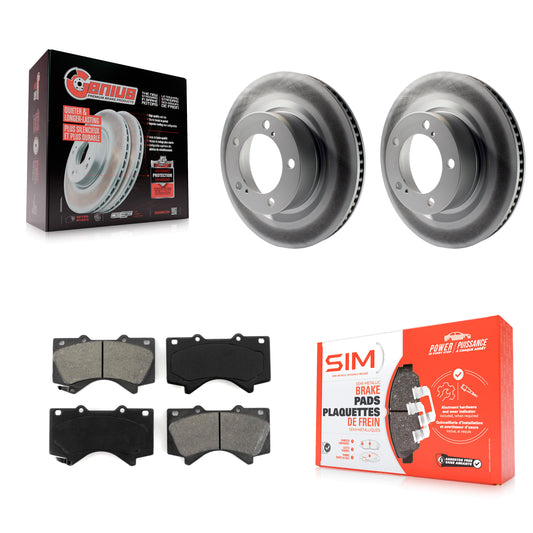 [Avant] Kit de disque (revêtu) et plaquette (semi-métallique) de frein pour Toyota Tundra Sequoia Lexus LX570 Land Cruiser KGS-100386