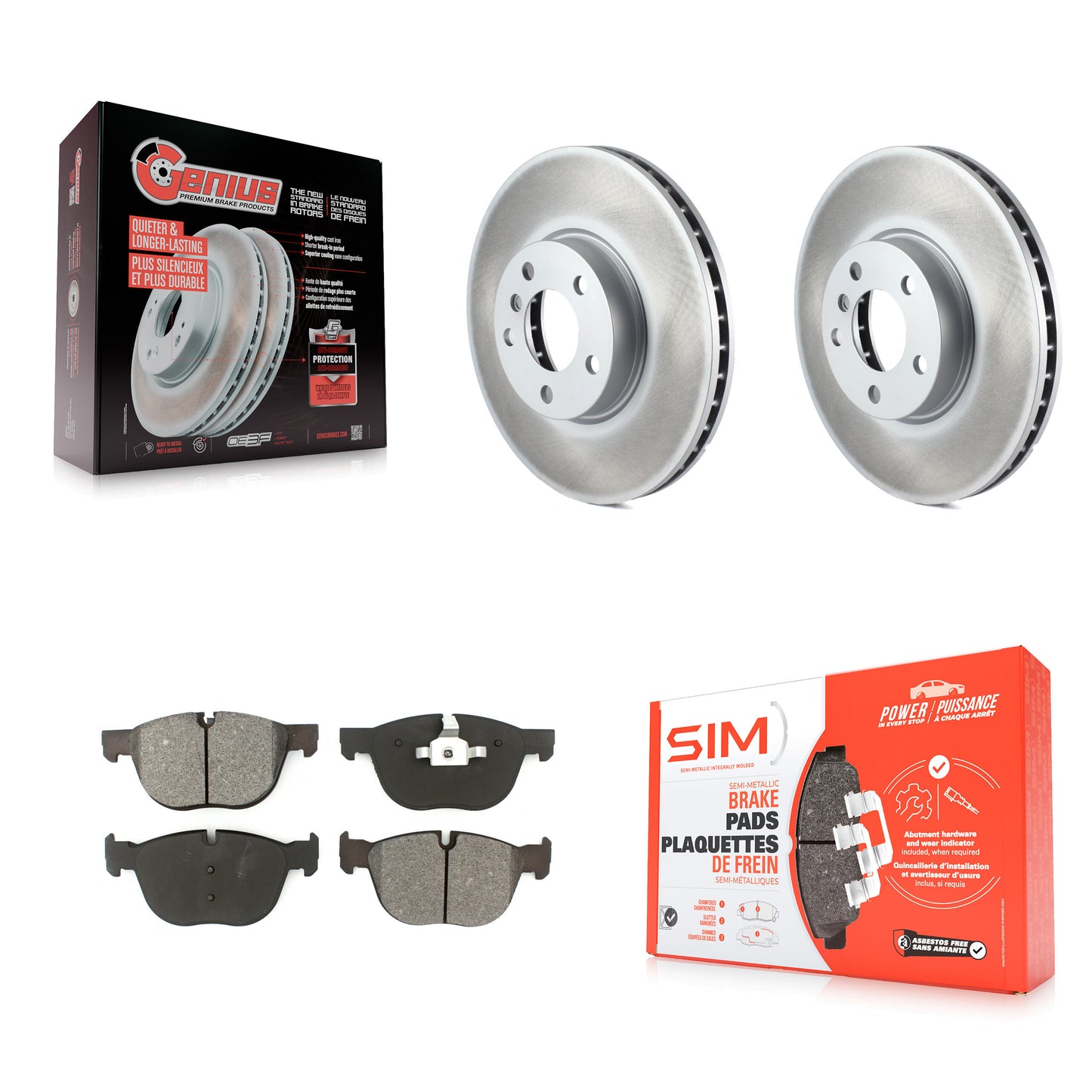 [Avant] Kit de disque (revêtu) et plaquette (semi-métallique) de frein pour BMW X5 X6 KGS-100387
