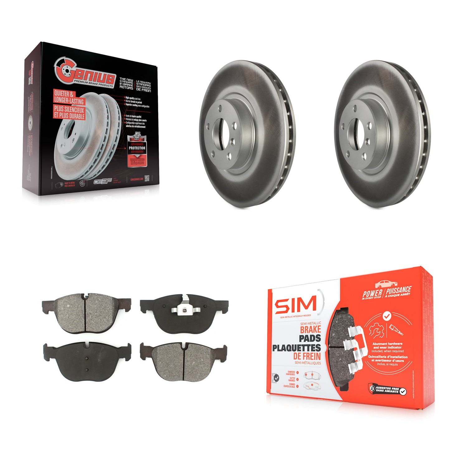[Avant] Kit de disque (revêtu) et plaquette (semi-métallique) de frein pour BMW X5 X6 KGS-100388