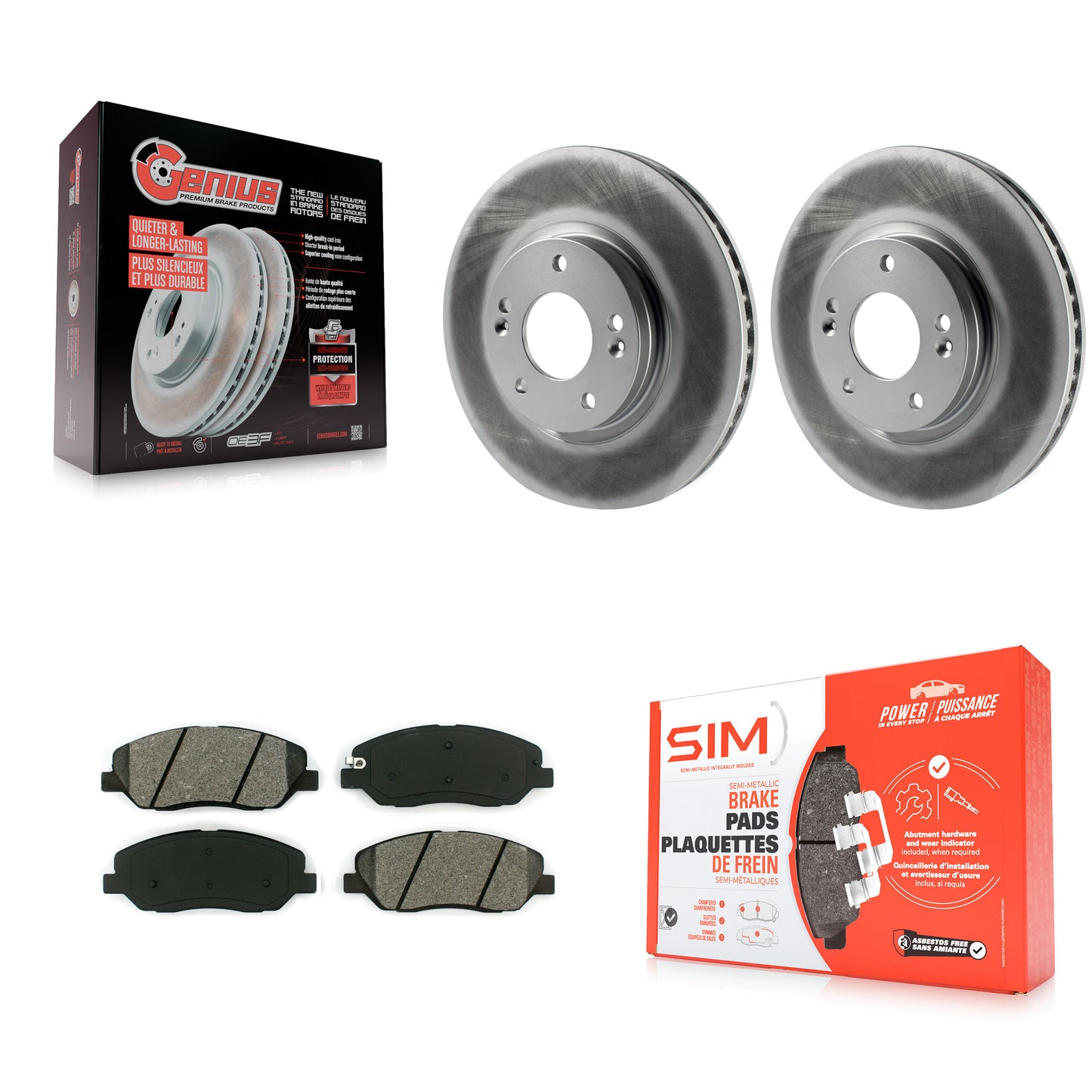 [Avant] Kit de disque (revêtu) et plaquette (semi-métallique) de frein pour 2007-2009 Hyundai Santa Fe KGS-100389