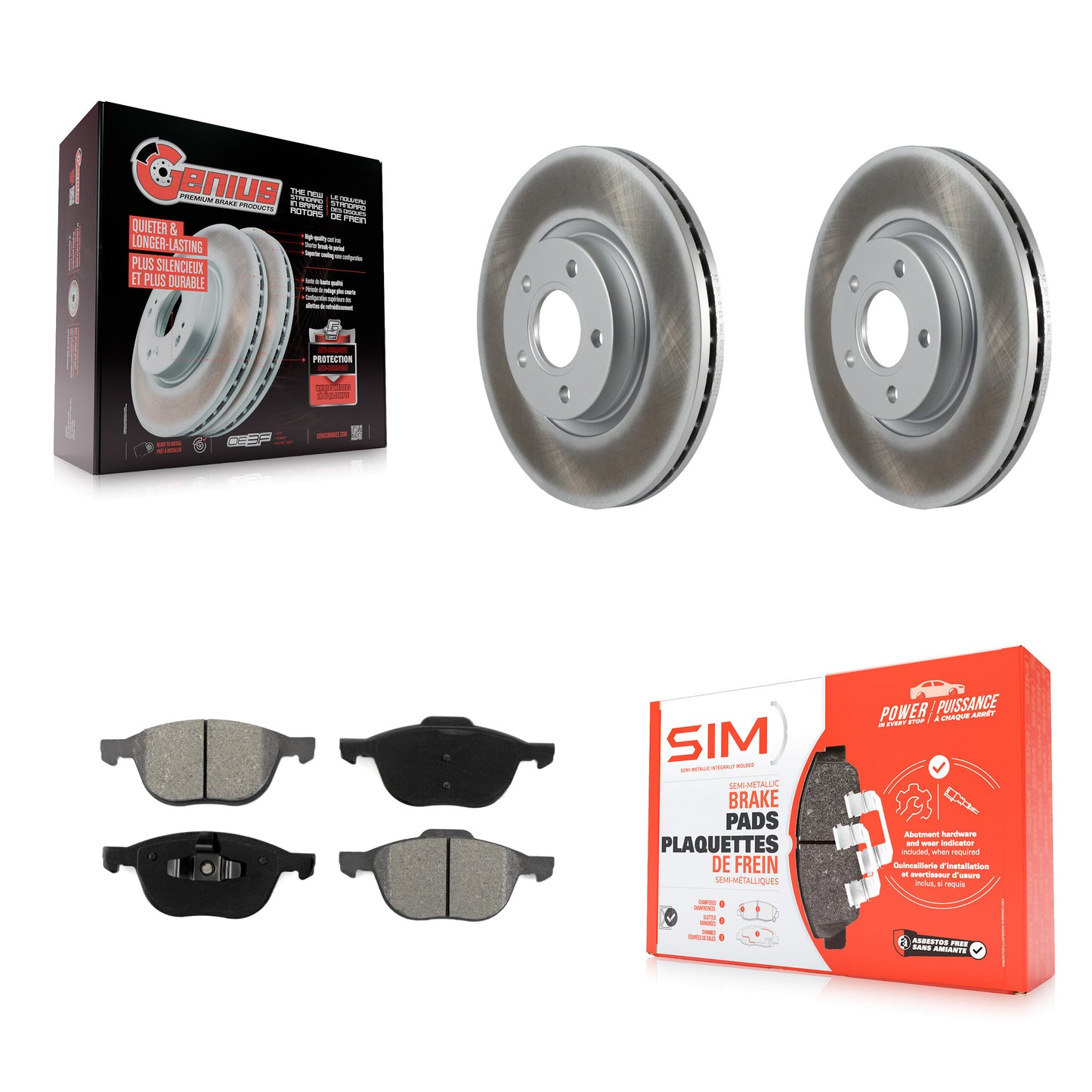 [Avant] Kit de disque (revêtu) et plaquette (semi-métallique) de frein pour Ford Escape Volvo C-Max S40 C70 C30 V50 KGS-100391