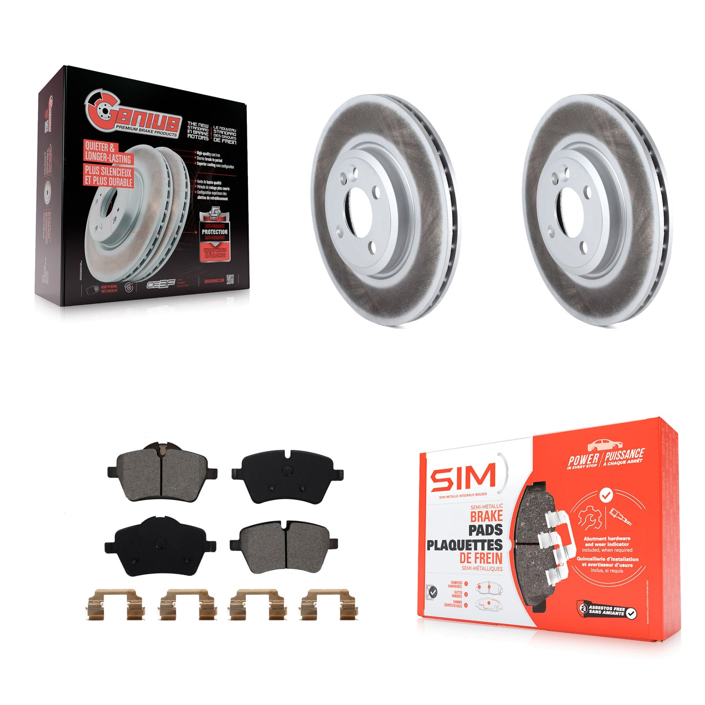 [Avant] Kit de disque (revêtu) et plaquette (semi-métallique) de frein pour Mini Cooper Countryman avec 294mm Diameter Rotor KGS-100392
