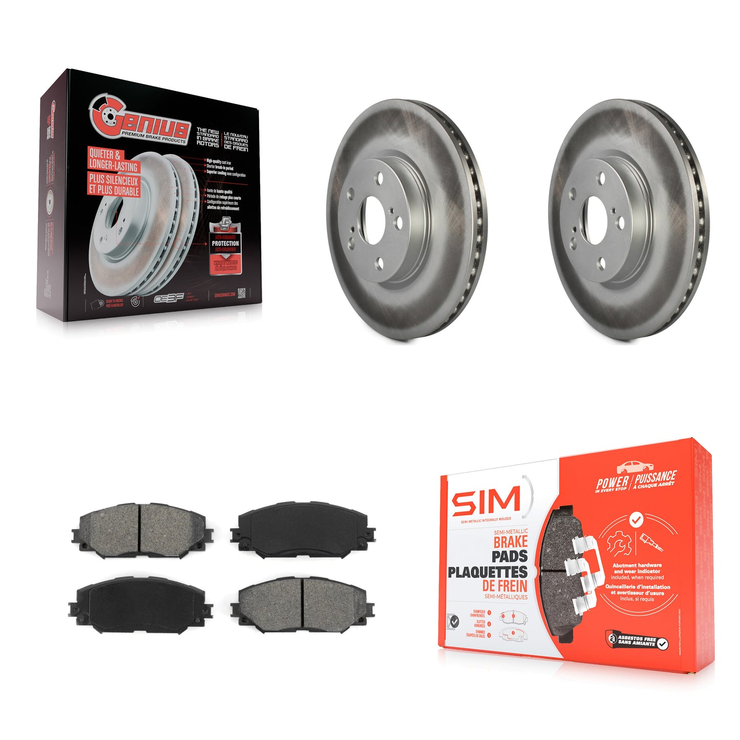 [Avant] Kit de disque (revêtu) et plaquette (semi-métallique) de frein pour Toyota Corolla Scion xD Matrix Pontiac Vibe KGS-100396