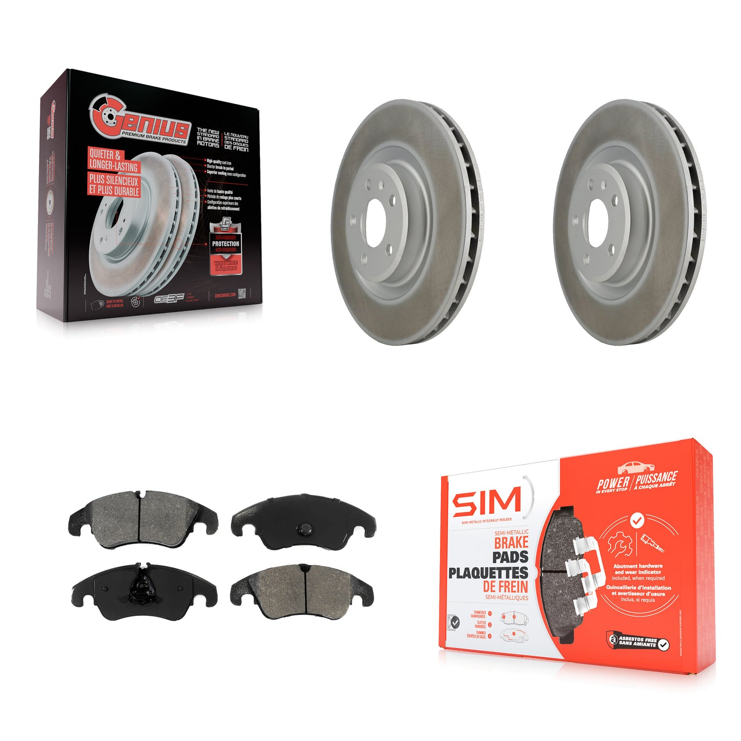 [Avant] Kit de disque (revêtu) et plaquette (semi-métallique) de frein pour Audi Q5 A6 Quattro S5 S4 A7 A5 A4 KGS-100417