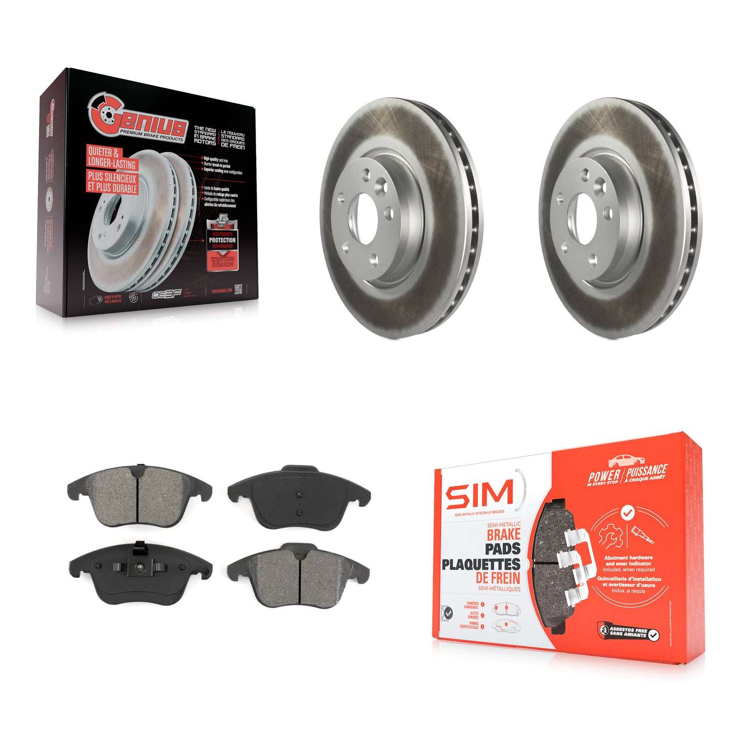 [Avant] Kit de disque (revêtu) et plaquette (semi-métallique) de frein pour Volvo S60 XC70 S80 Land Rover Range Evoque V60 V70 KGS-100421