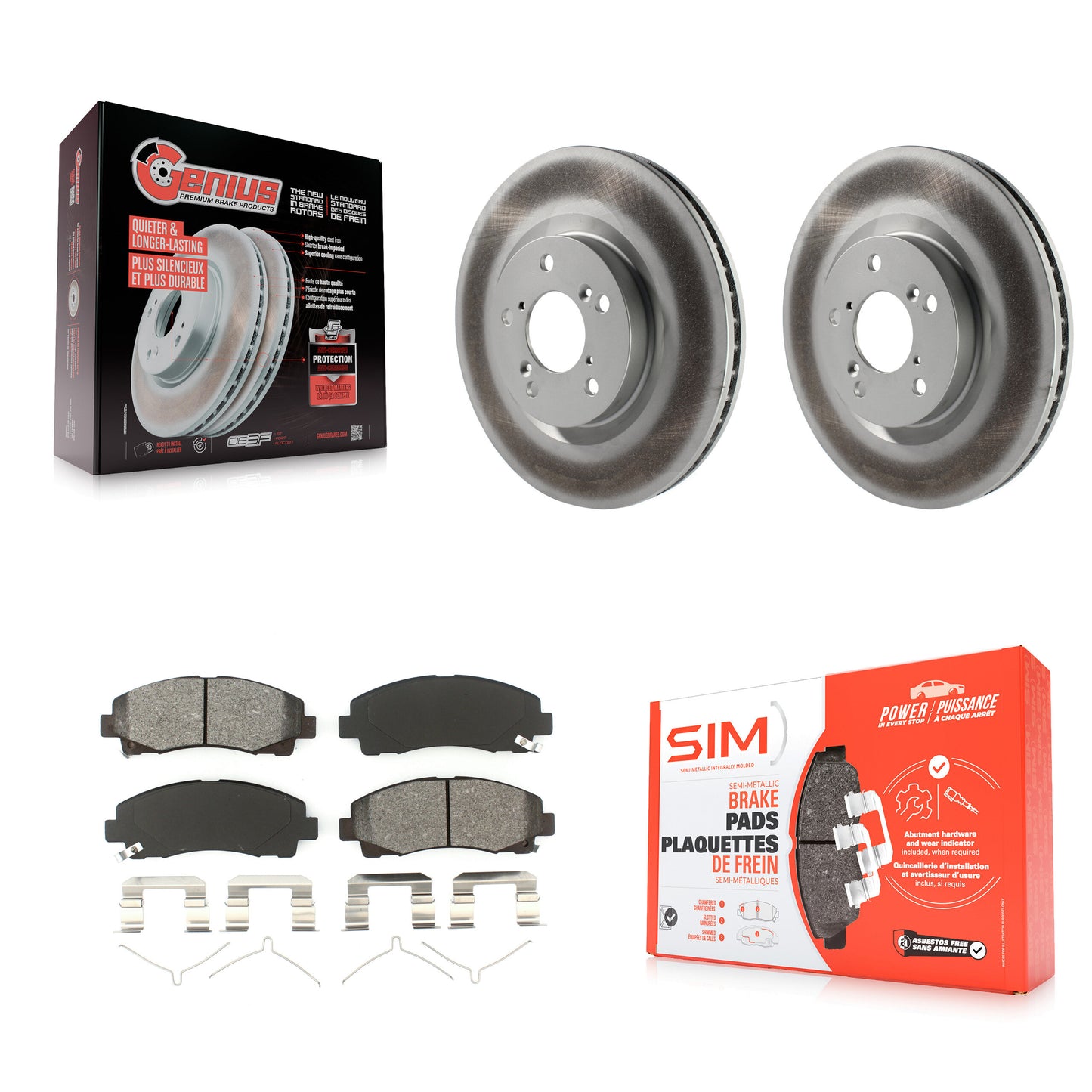 [Avant] Kit de disque (revêtu) et plaquette (semi-métallique) de frein pour 2009-2014 Acura TL KGS-100424