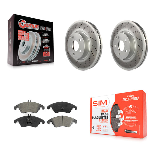 [Avant] Kit de disque (revêtu) et plaquette (semi-métallique) de frein pour Mercedes-Benz E350 C300 C350 E400 E250 SLC300 KGS-100441