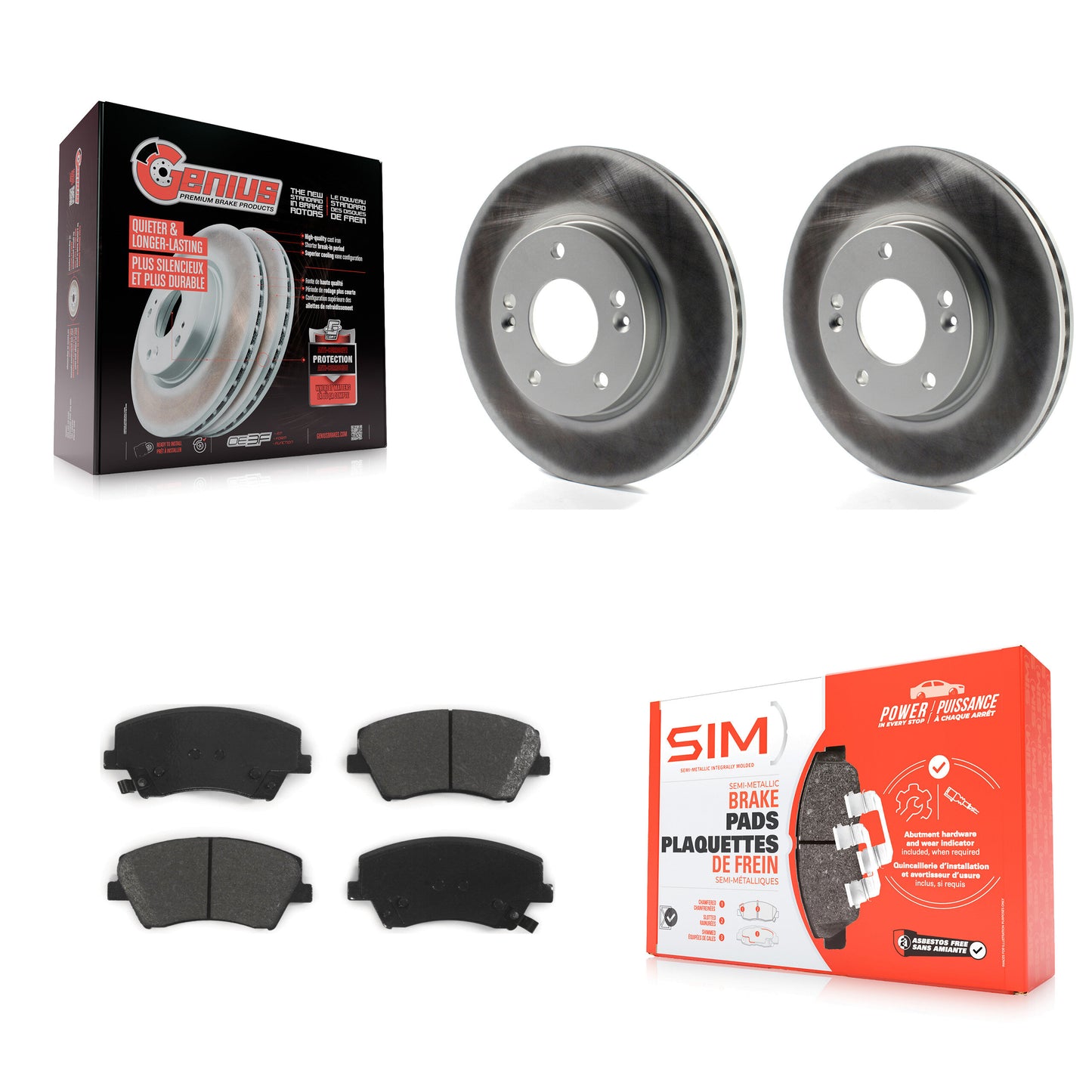 [Avant] Kit de disque (revêtu) et plaquette (semi-métallique) de frein pour Hyundai Elantra KGS-100452