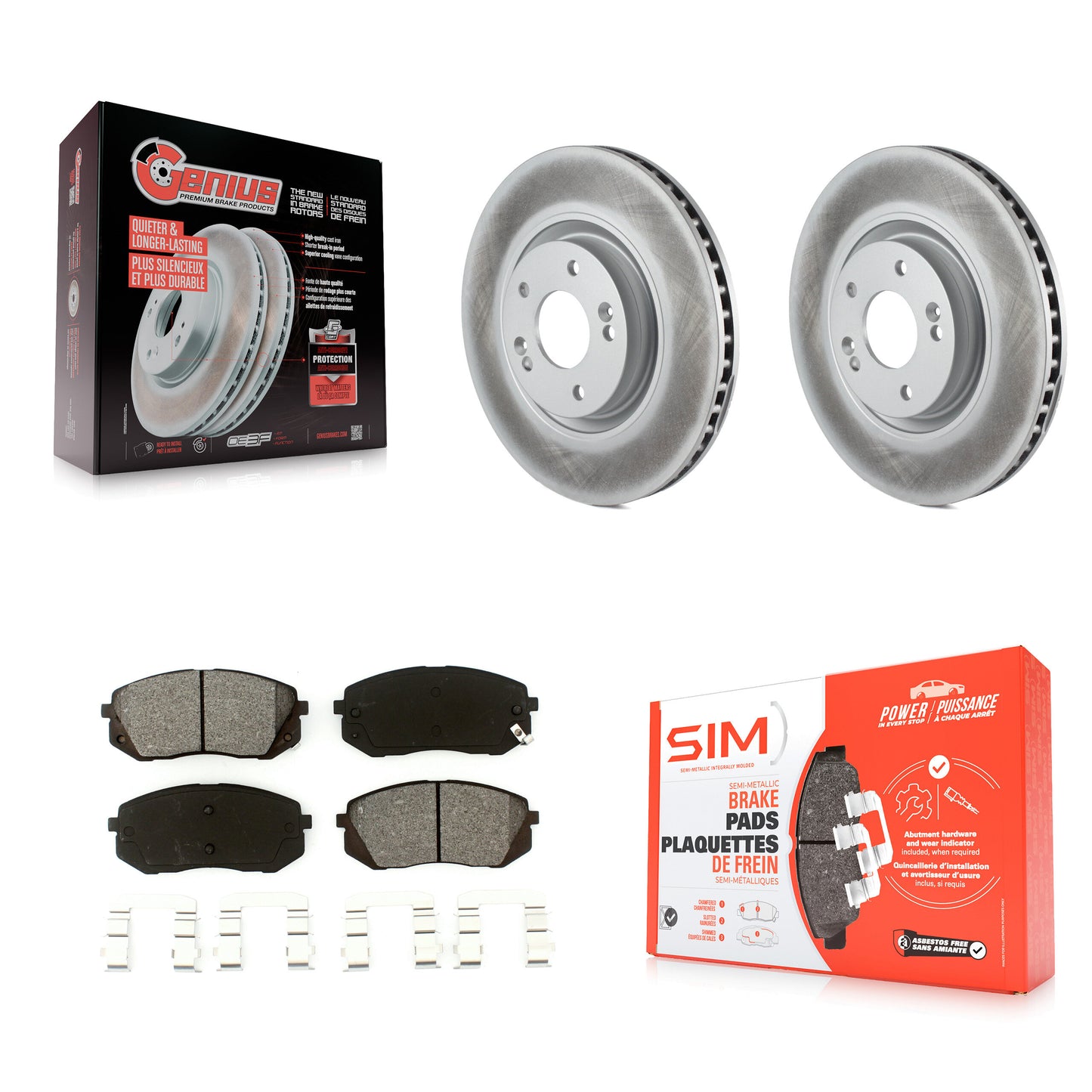 [Avant] Kit de disque (revêtu) et plaquette (semi-métallique) de frein pour Hyundai Tucson Sonata Kia Cadenza KGS-100453