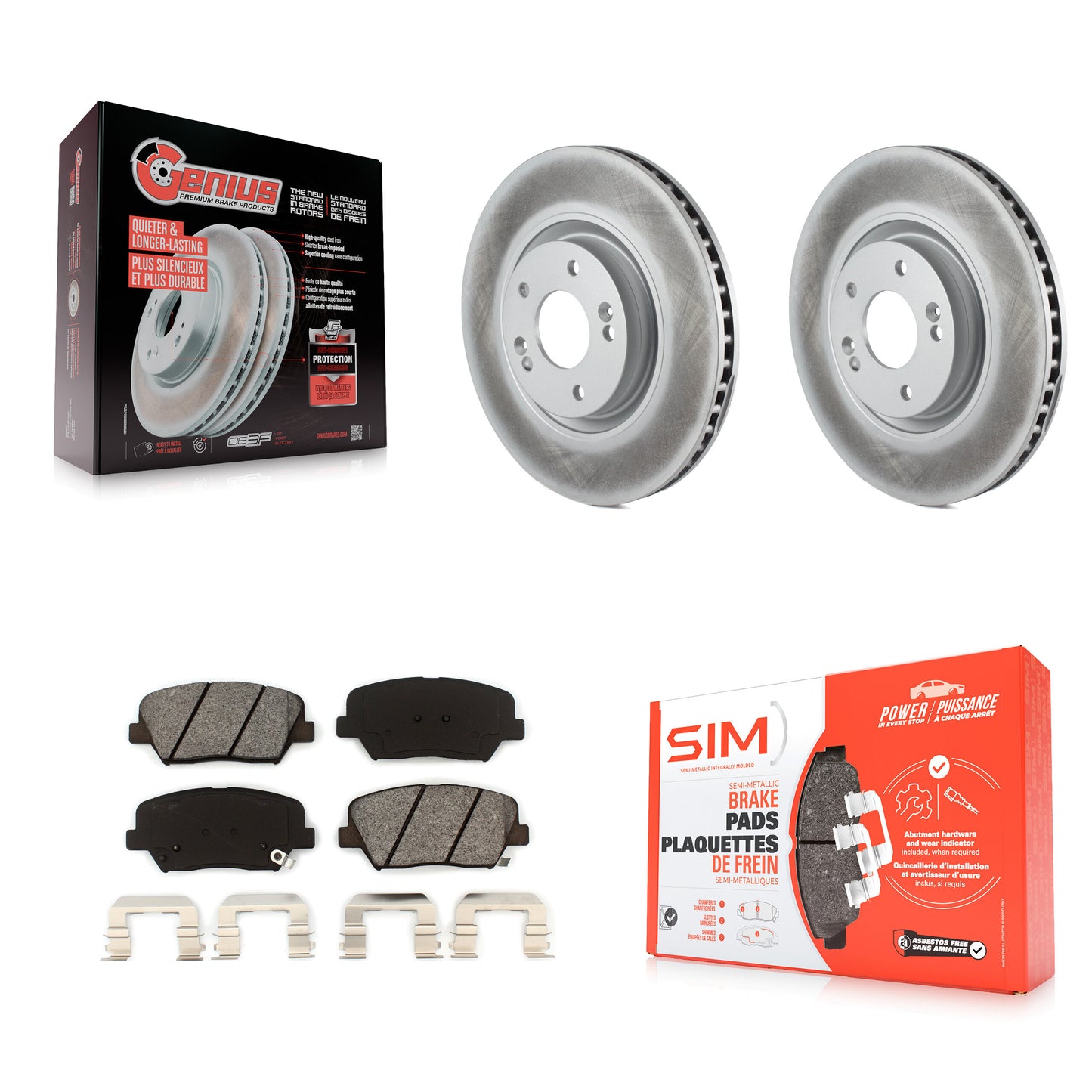 [Avant] Kit de disque (revêtu) et plaquette (semi-métallique) de frein pour 2012-2017 Hyundai Azera KGS-100455