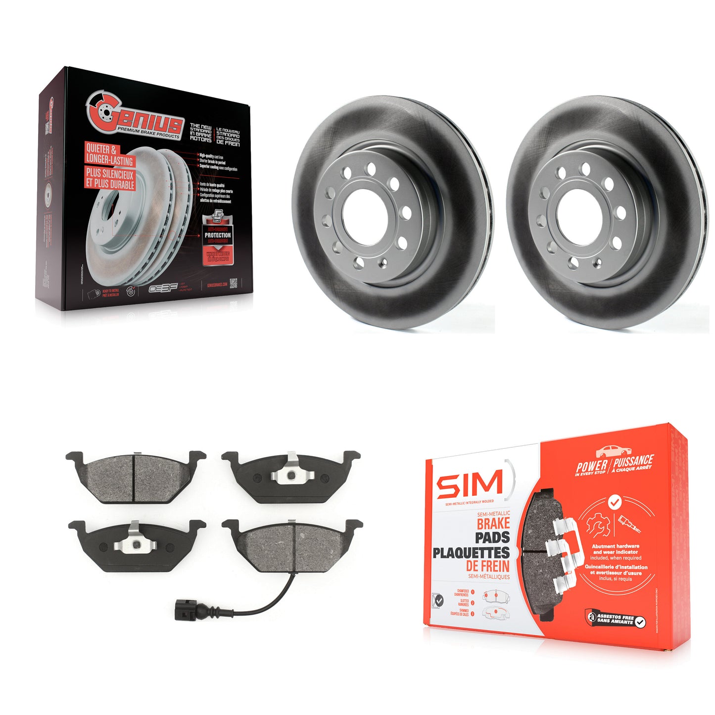 [Avant] Kit de disque (revêtu) et plaquette (semi-métallique) de frein pour 2011-2015 Volkswagen Jetta avec 280mm Diameter Rotor KGS-100458