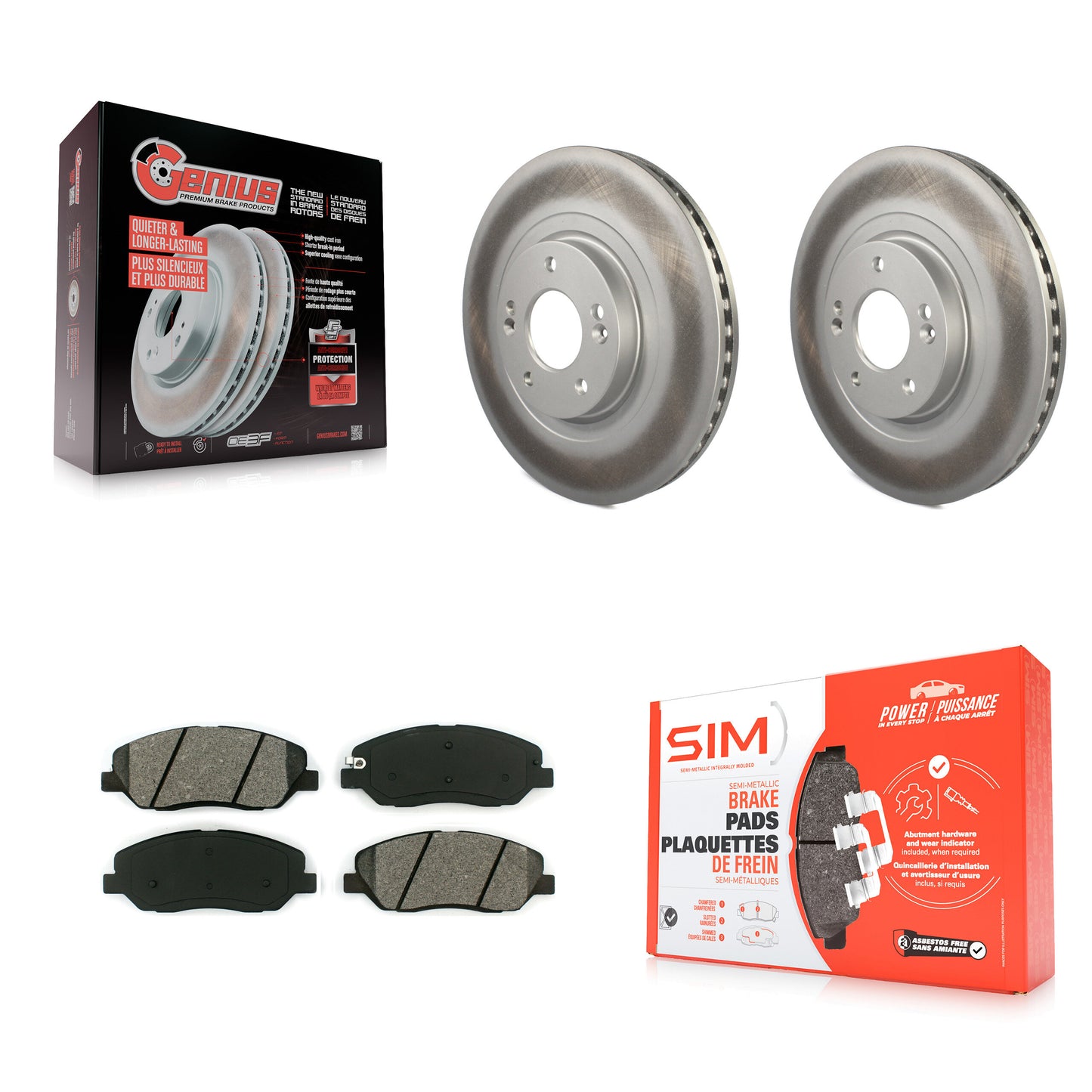 [Avant] Kit de disque (revêtu) et plaquette (semi-métallique) de frein pour 2013-2016 Hyundai Santa Fe XL 3.3L KGS-100474