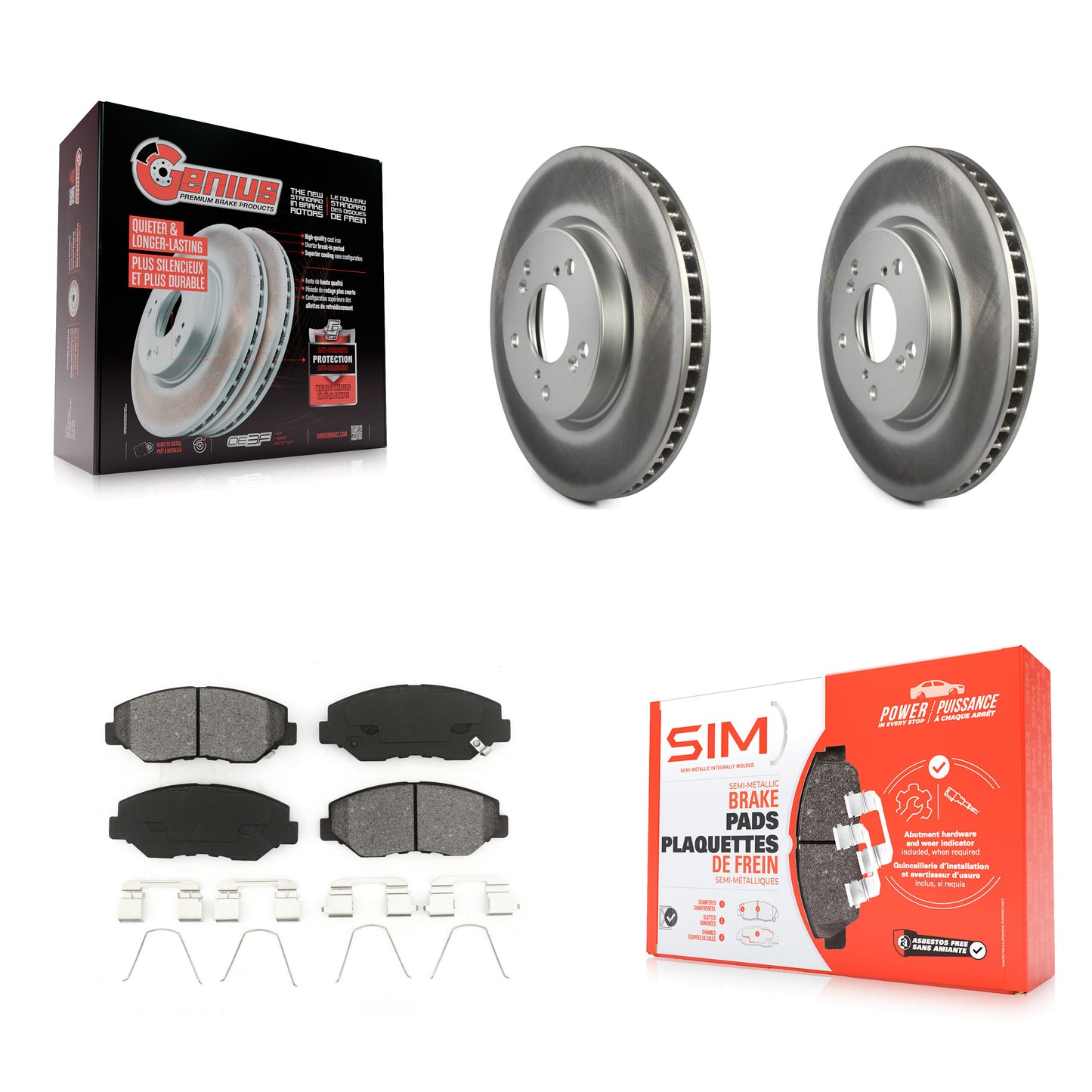[Avant] Kit de disque (revêtu) et plaquette (semi-métallique) de frein pour 2015 Honda Civic EX avec Manual transmission KGS-100481