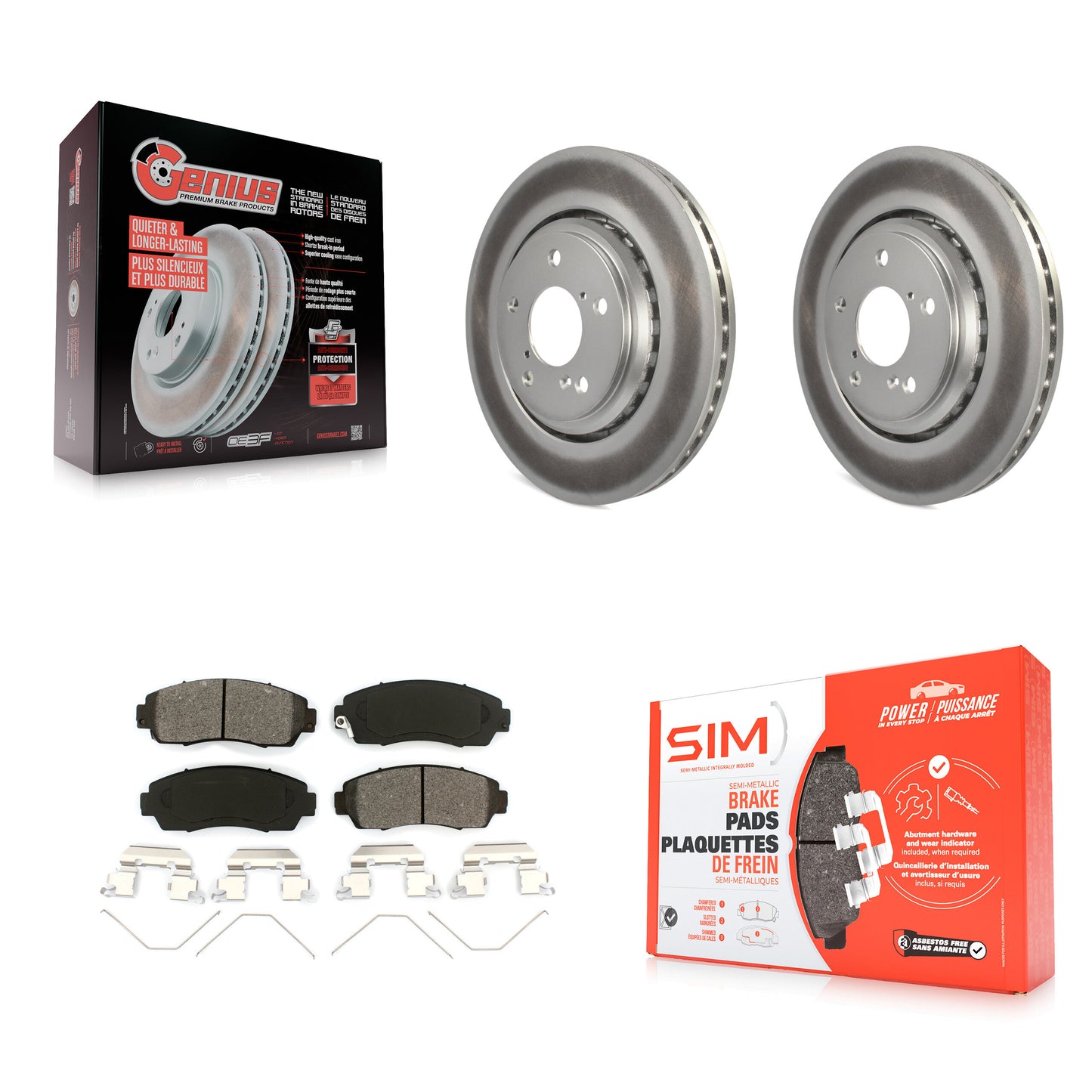 [Avant] Kit de disque (revêtu) et plaquette (semi-métallique) de frein pour Honda Odyssey Passport KGS-100484