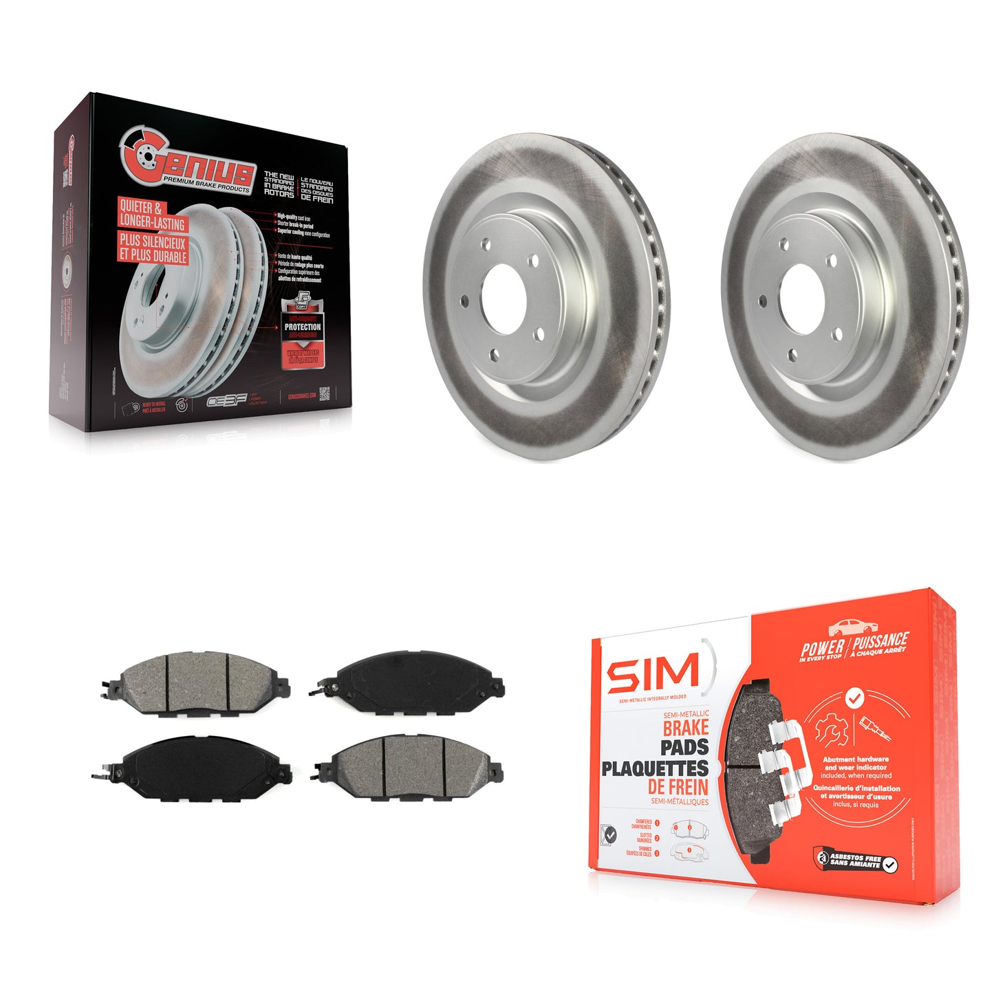 [Avant] Kit de disque (revêtu) et plaquette (semi-métallique) de frein pour Nissan Pathfinder Murano INFINITI QX60 JX35 KGS-100486