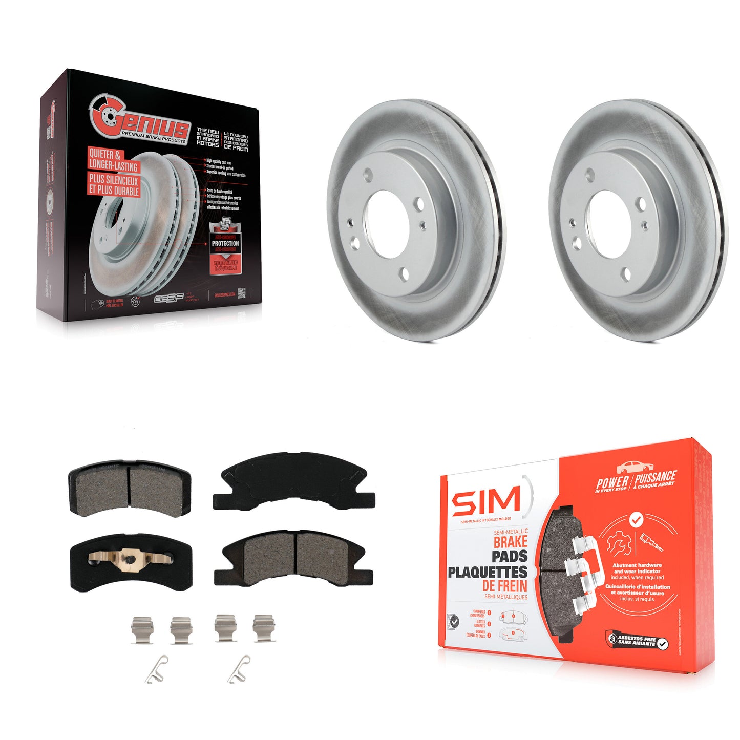 [Avant] Kit de disque (revêtu) et plaquette (semi-métallique) de frein pour 2014-2015 Mitsubishi Mirage KGS-100491
