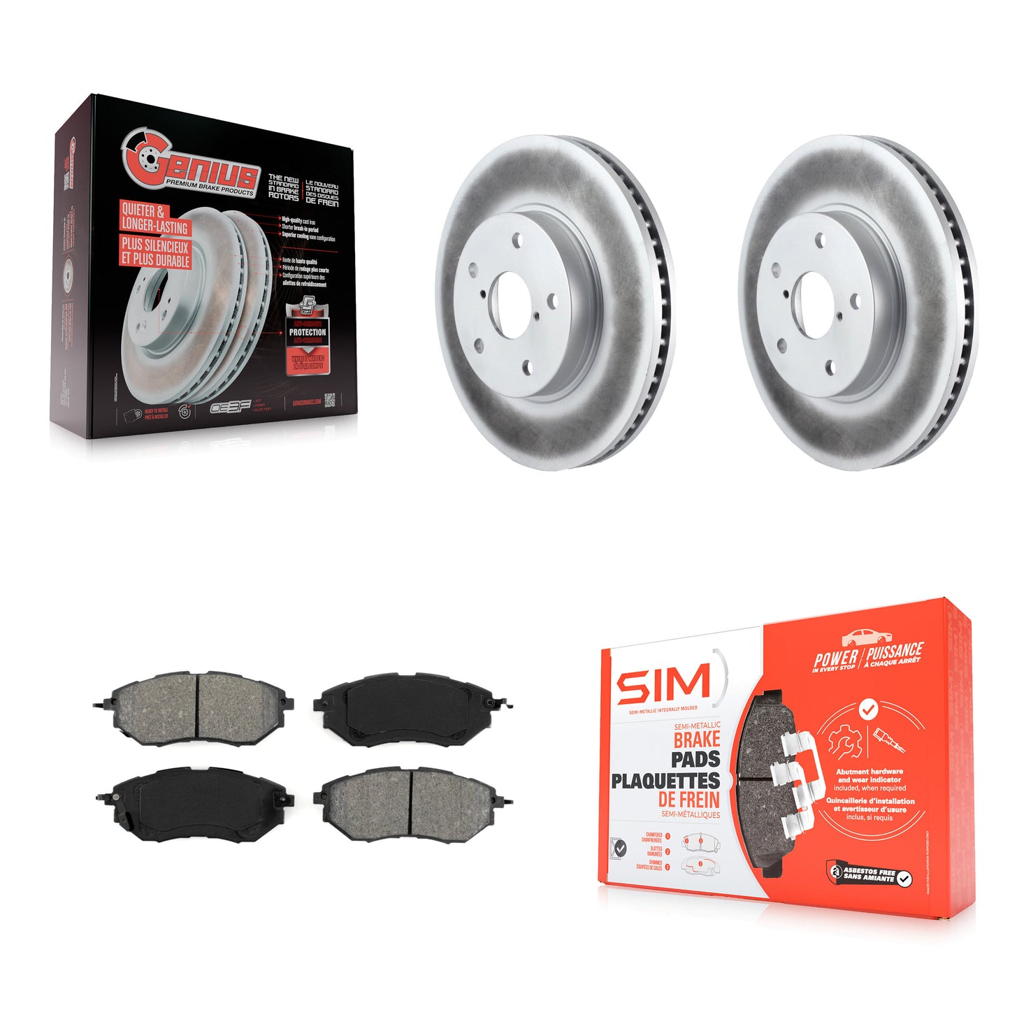 [Avant] Kit de disque (revêtu) et plaquette (semi-métallique) de frein pour 2015 Subaru Legacy 2.5L KGS-100505