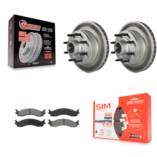 [Avant] Kit de disque (revêtu) et plaquette (semi-métallique) de frein pour Ford E-350 Super Duty E-250 Econoline F-250 HD Club Wagon E-450 KGS-100521