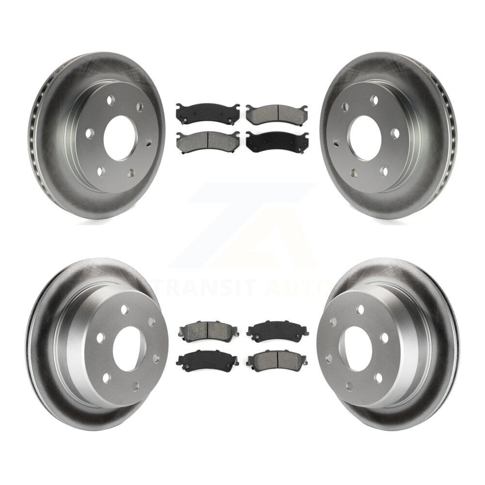[Avant + Arrière] Kit de disque (revêtu) et plaquette (semi-métallique) de frein pour Chevrolet Silverado 1500 GMC Sierra Classic Suburban Tahoe Astro Yukon XL Safari KGS-100540
