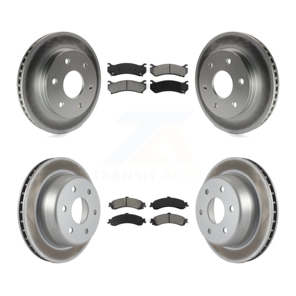 [Avant + Arrière] Kit de disque (revêtu) et plaquette (semi-métallique) de frein pour Chevrolet Silverado 1500 GMC Tahoe Sierra Suburban Yukon XL Avalanche Cadillac Escalade ESV EXT KGS-100544