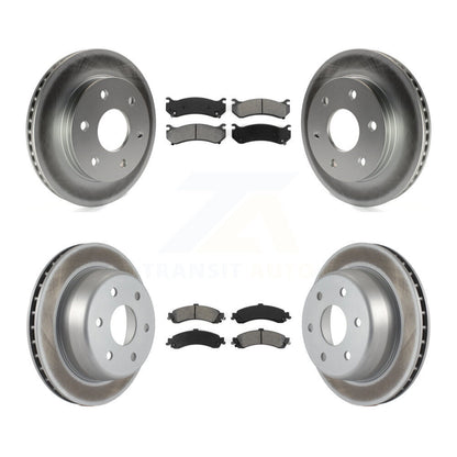 [Avant + Arrière] Kit de disque (revêtu) et plaquette (semi-métallique) de frein pour Chevrolet Silverado 1500 GMC Tahoe Sierra Suburban Yukon XL Avalanche Cadillac Escalade ESV EXT KGS-100544