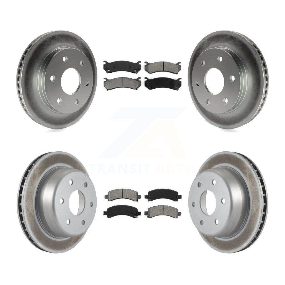 [Avant + Arrière] Kit de disque (revêtu) et plaquette (semi-métallique) de frein pour Chevrolet Tahoe GMC Suburban 1500 Yukon Avalanche XL Cadillac Escalade Express Savana KGS-100545