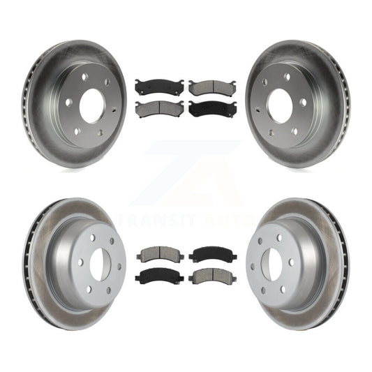 [Avant + Arrière] Kit de disque (revêtu) et plaquette (semi-métallique) de frein pour Chevrolet Tahoe GMC Suburban 1500 Yukon Avalanche XL Cadillac Escalade Express Savana KGS-100545