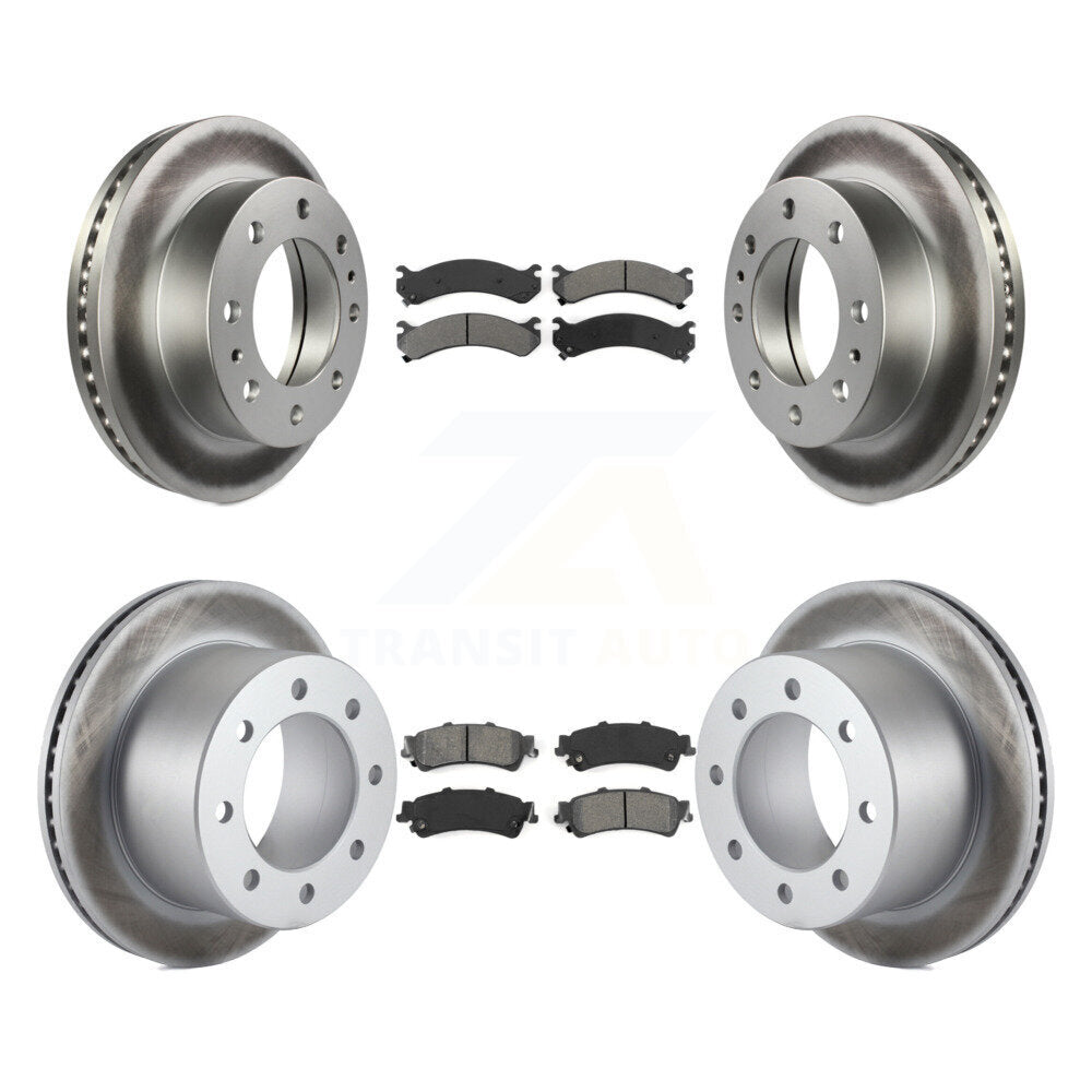 [Avant + Arrière] Kit de disque (revêtu) et plaquette (semi-métallique) de frein pour 2001 Chevrolet Silverado 3500 GMC Sierra KGS-100554