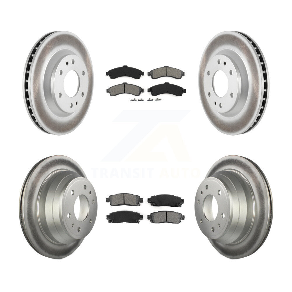 [Avant + Arrière] Kit de disque (revêtu) et plaquette (semi-métallique) de frein pour Chevrolet Trailblazer GMC Envoy Buick Rainier Oldsmobile Bravada Isuzu Ascender KGS-100555