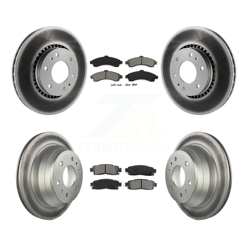 [Avant + Arrière] Kit de disque (revêtu) et plaquette (semi-métallique) de frein pour Chevrolet Trailblazer GMC EXT Envoy XL Buick Rainier XUV SSR Isuzu Ascender Saab 9-7x KGS-100557